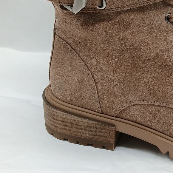 Vince Camuto Fawdry Tan Suede Combat Boots Women’s 10M Moto Lug Sole Fall - Picture 6 of 11